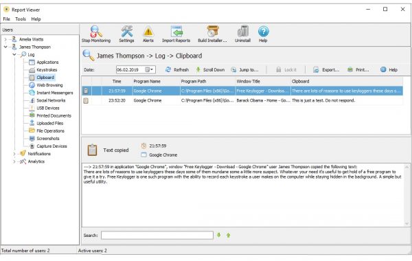 Clipboard Monitoring